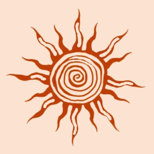 Spiral sun graphic.