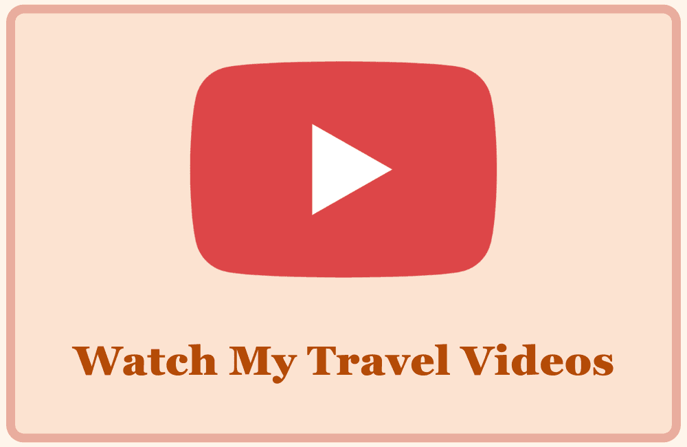 Youtube button logo with text that says "Watch my travel videos" and links to Tasha's youtube channel, Tripping With Choss.